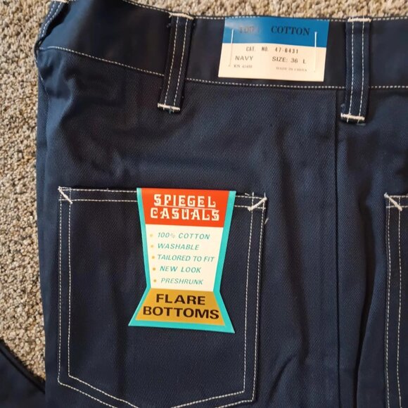 Vtg Spiegal Casual Flare Bottoms Men's Jeans NAVY Retro 36 X 33 NWT Deadstock - Picture 2 of 7